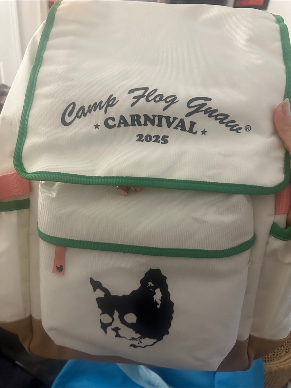 Camp Flog Gnaw Carnival 2025 White & Green Pet Backpack